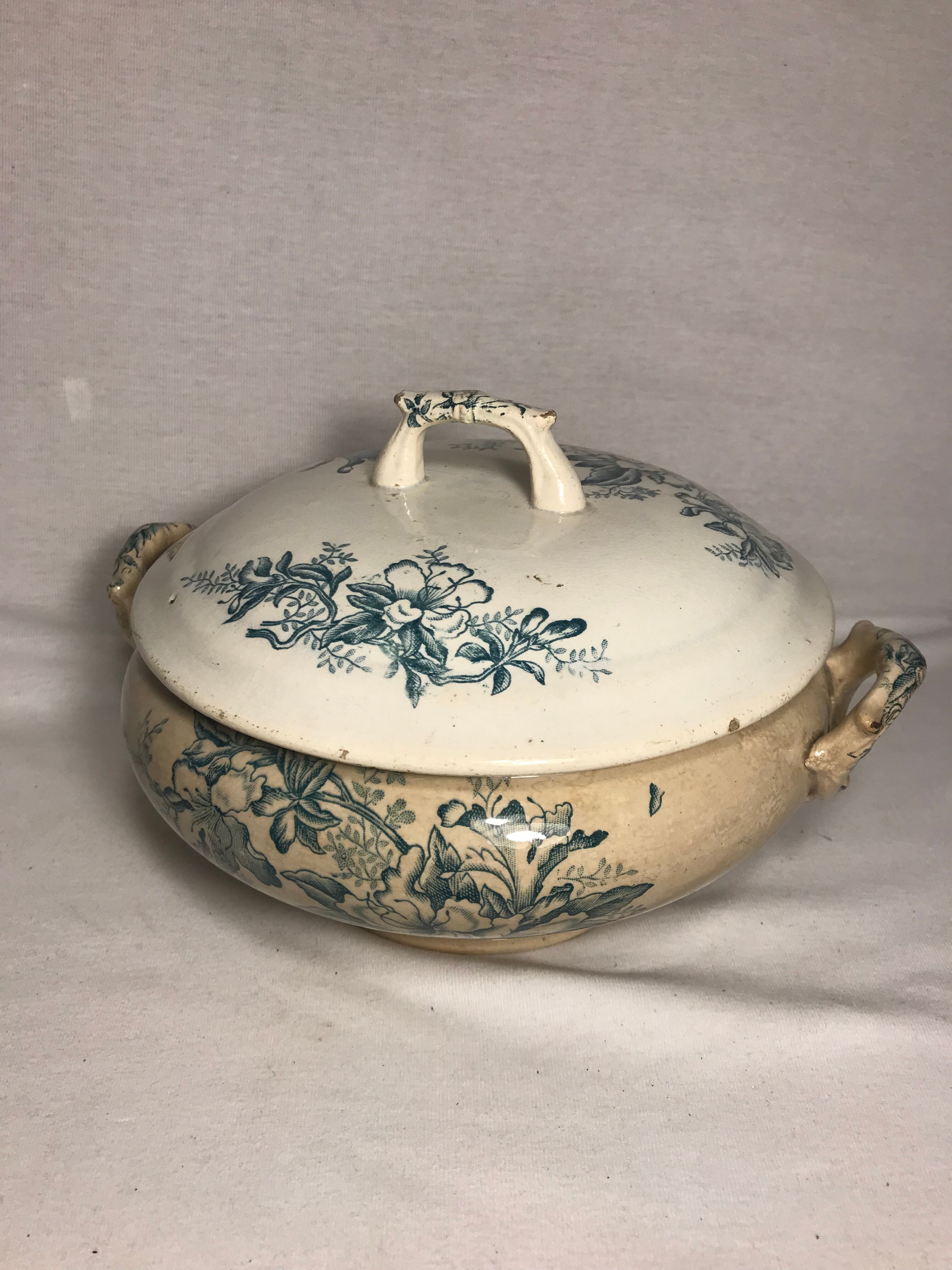 Vintage Ceramic Bowl with Flora Impression